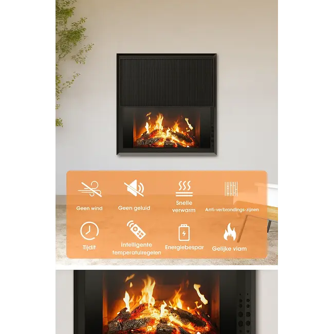 Cheminée à panneaux infrarouges LCD 1700Watt Deluxe