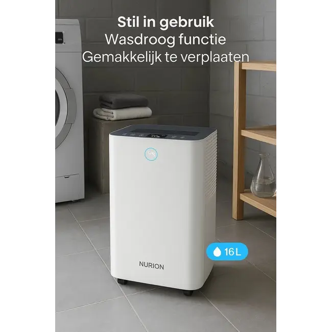 Slimme luchtontvochtiger compact 16 Liter Wifi met carbon filter