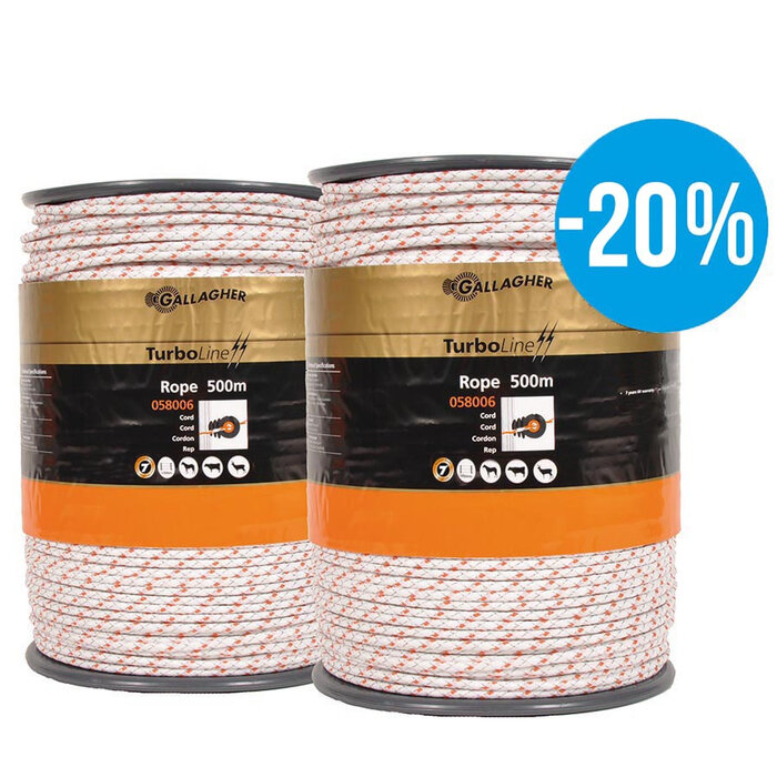 Gallagher Turboline cord schrikdraad, duopack (wit, 2x500 meter)