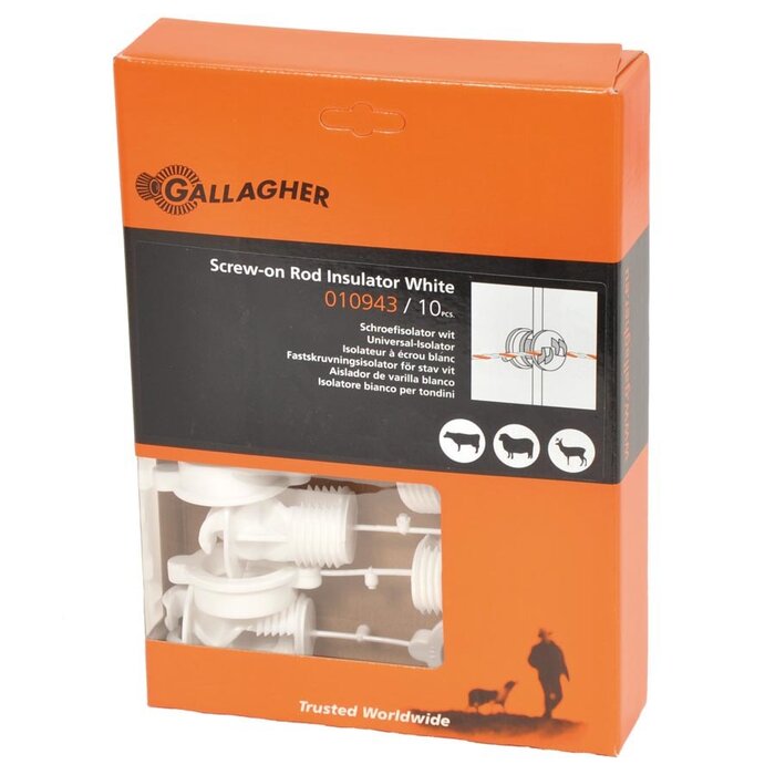 Schroefisolator (wit, palen ø 6-14mm, 10 stuks)