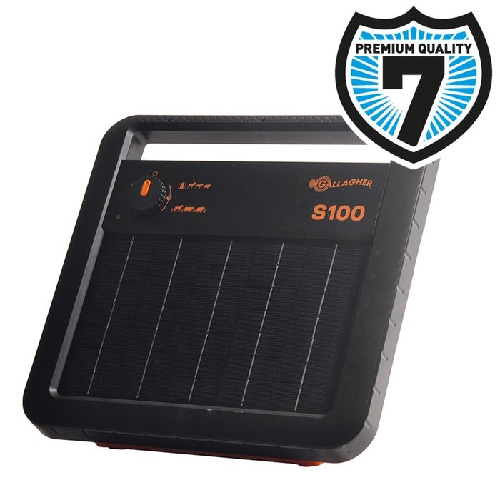 Gallagher S100 solar schrikdraadapparaat inclusief batterij (12 V - 7,2 Ah) + Gratis Stander