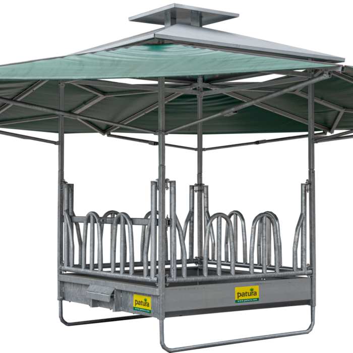 Patura Klimaatruif palissade voerhek en groot klimatiseringsdak van 36m2.