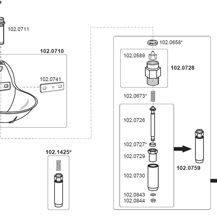 Buisventielbak model 10P