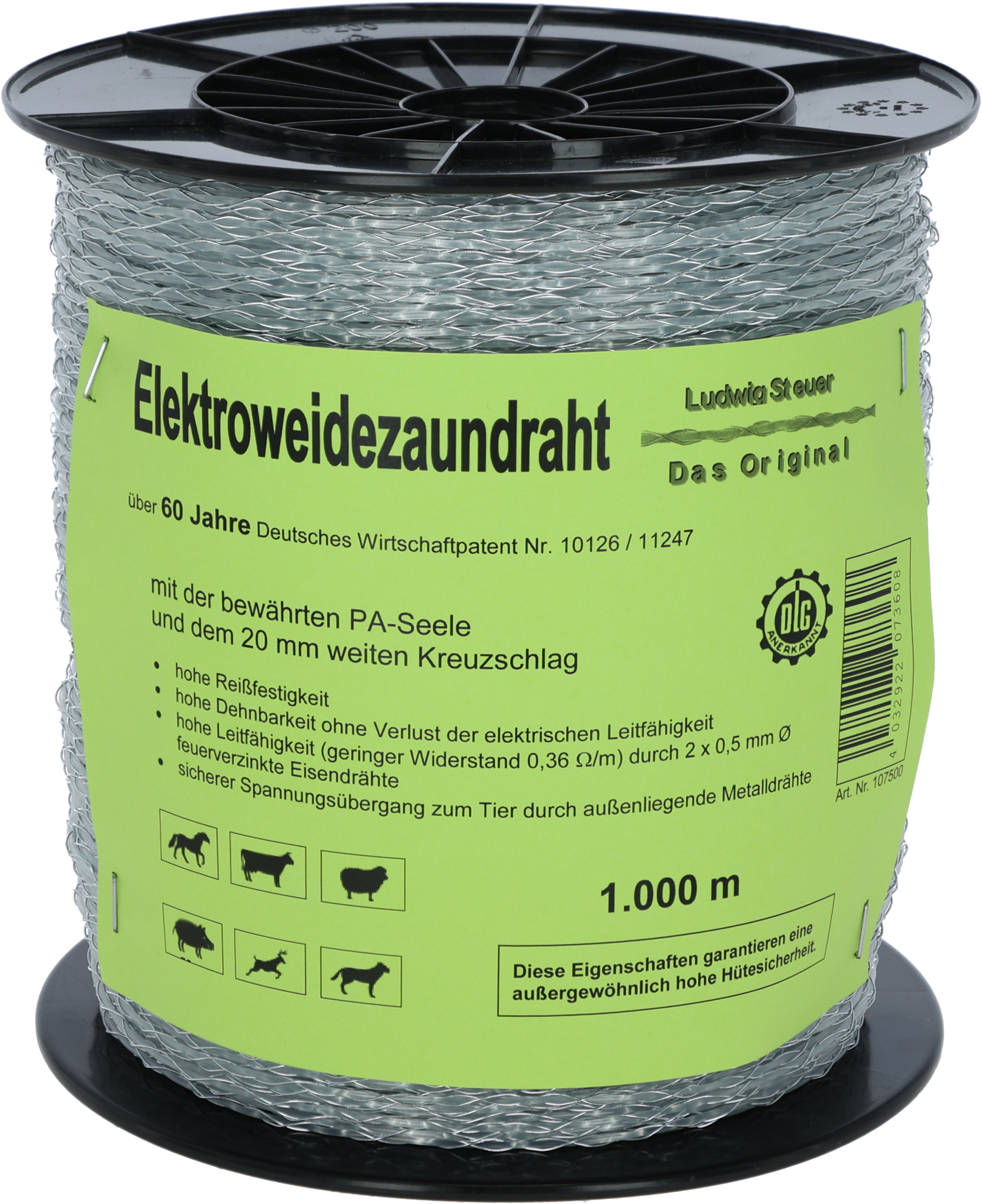 Patura Speciaal kunststofdraad, transparant, nylondraad, 2 r.v.s. draad, 1000 m rol