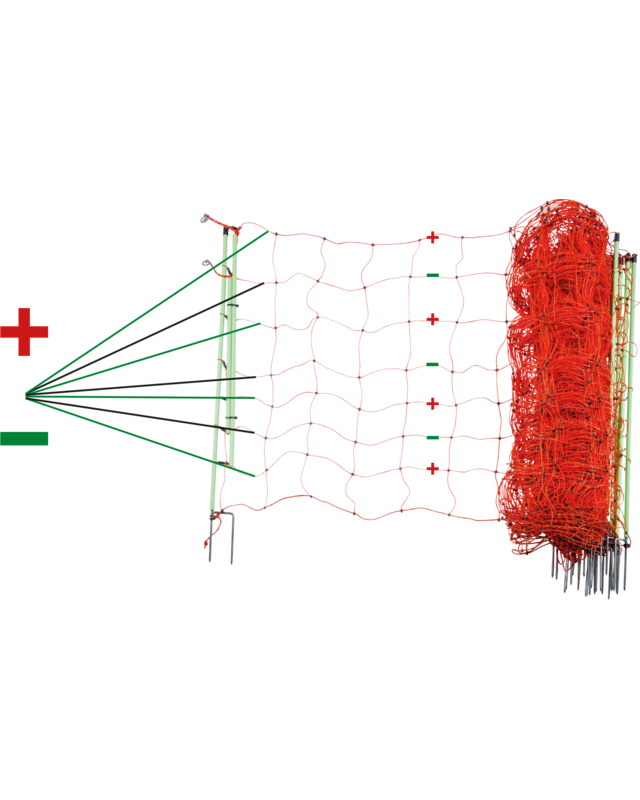 Patura Schrikdraadnet "plus/minus" 90 cm hoog, met duppele punt, 50 m