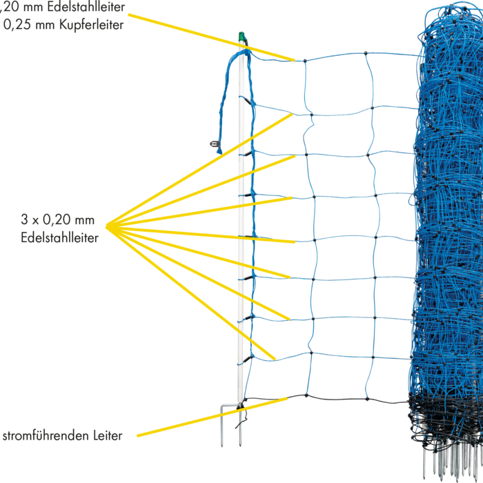 Patura Tornado Schrikdraadnet blauw, h=90 cm, enkele punt, 50 m
