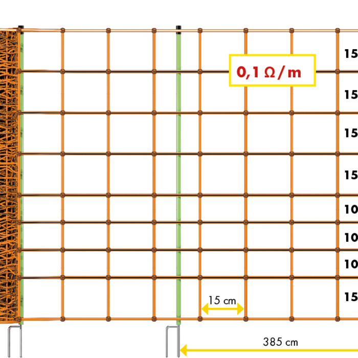 Patura Tornado XL schrikdraadnet 106 cm hoog met dubbele punt, 50 m