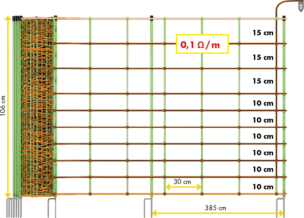 Patura Tornado XL schrikdraadnet,Combi 1,06 m, 50 m enkele punt