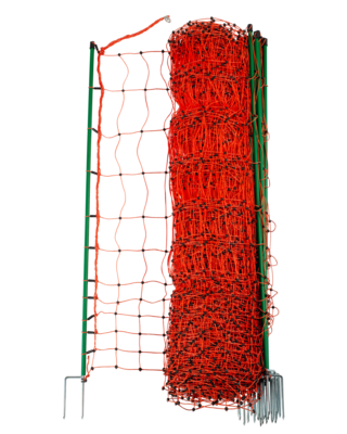 Patura Pluimveenet, dubbele pin, oranje, 50m, hoogte 1,12m