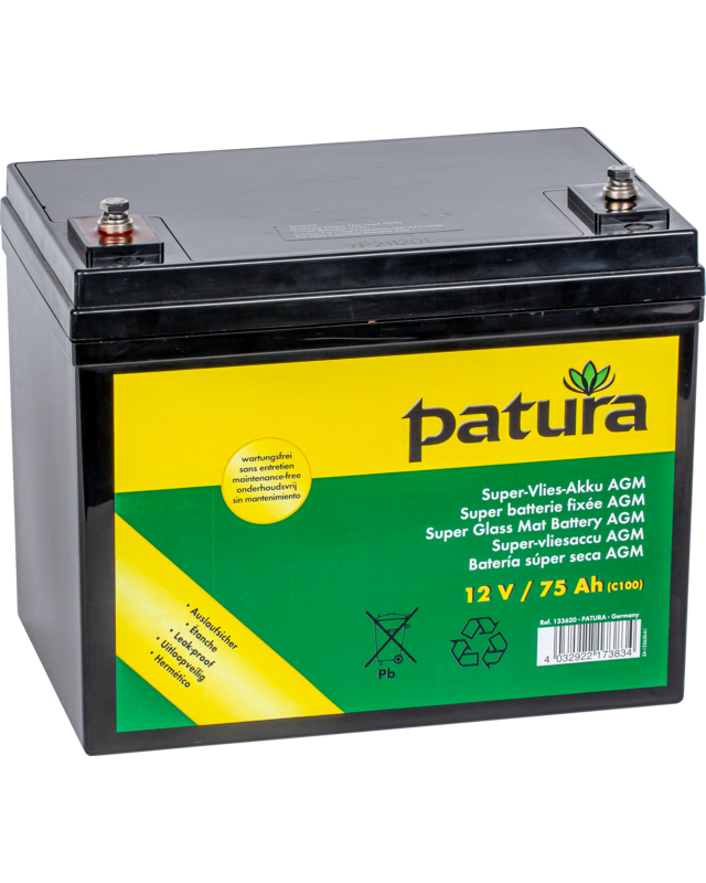 Patura Super-vliesaccu 12V / 75 Ah C100 onderhoudsvrij