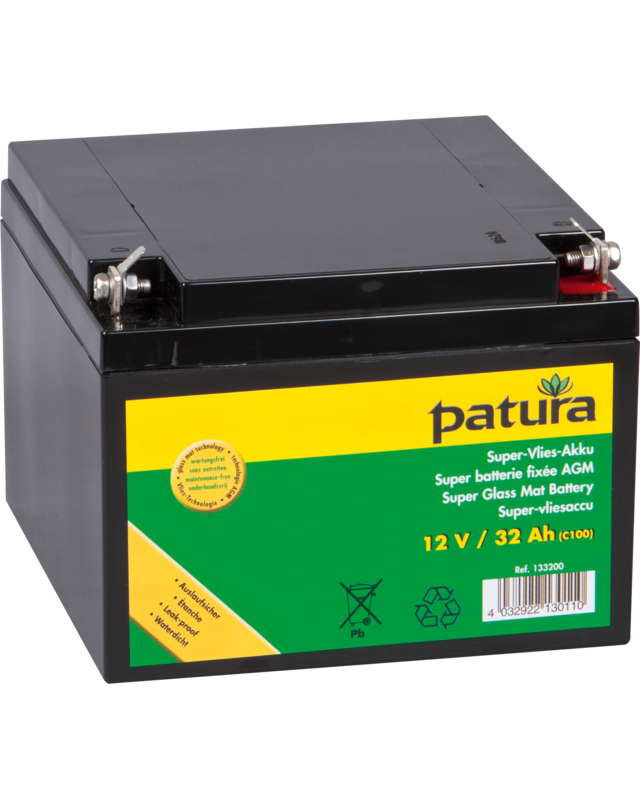 Patura Veiligheidsbox, met P 1500 Schrikdraadapparaat + zonnepaneel 20 watt + supervliesaccu 32 Ah