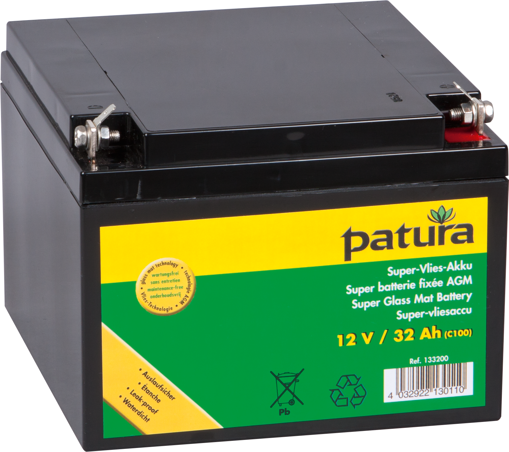Patura Veiligheidsbox, met P 1500 Schrikdraadapparaat + zonnepaneel 20 watt + supervliesaccu 32 Ah