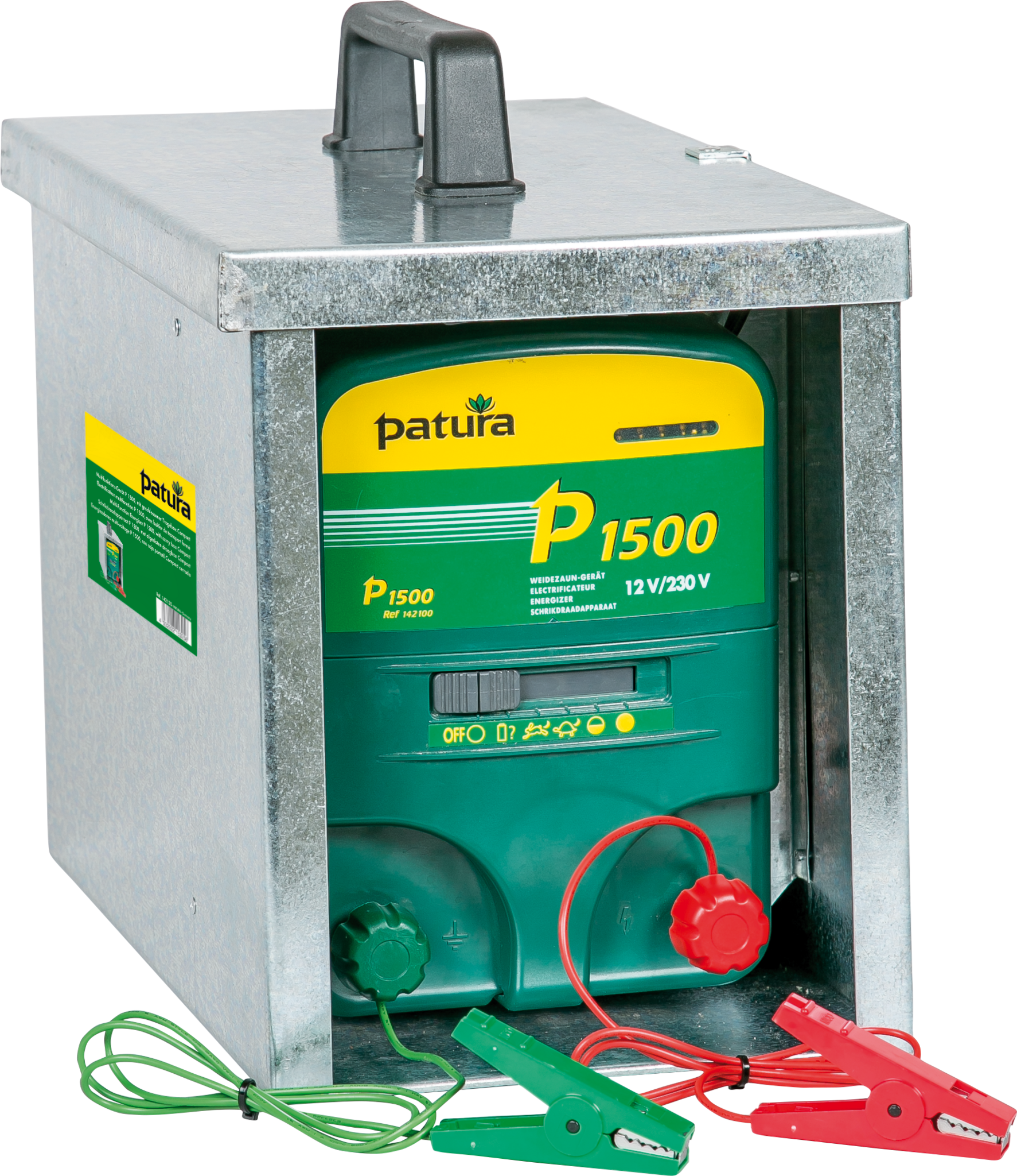 Patura P1500, multifunctionele schrikdapparaat 230V / 12V met afgesloten draagbox Compact