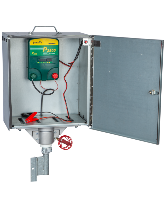 Patura Veiligheidsbox, met P 2500 schrikdraadapparaat + zonnepaneel 30 watt + supervlies accu 50 Ah