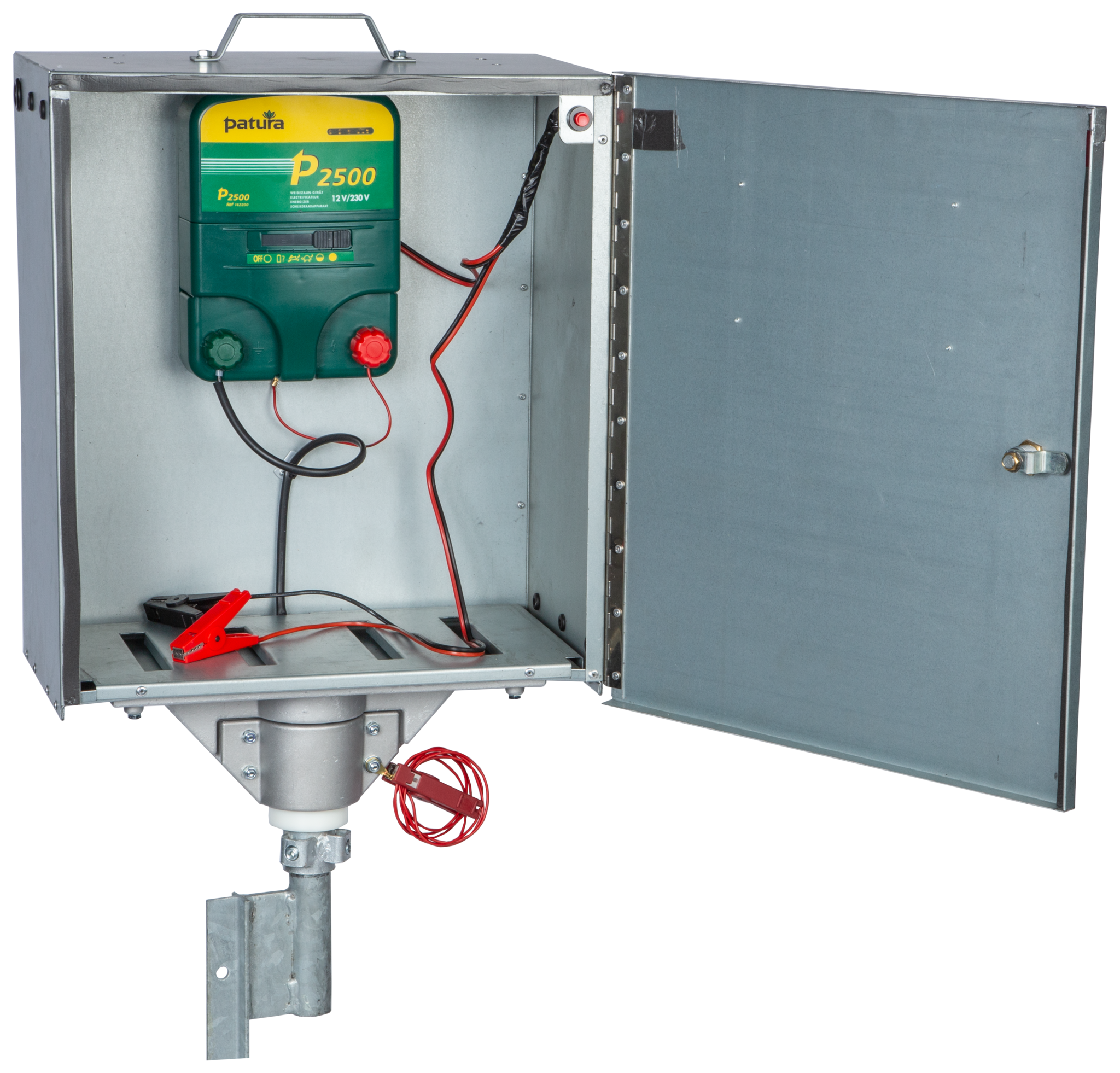 Patura Veiligheidsbox, met P 2500 schrikdraadapparaat + zonnepaneel 30 watt + supervlies accu 50 Ah