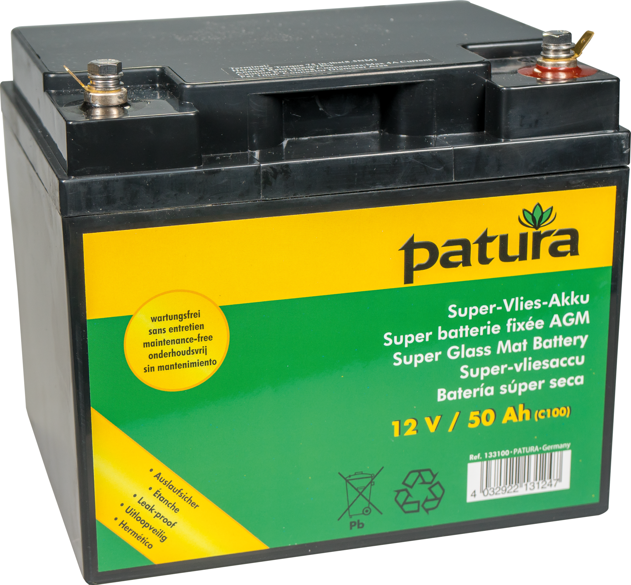 Patura Veiligheidsbox, met P 2500 schrikdraadapparaat + zonnepaneel 30 watt + supervlies accu 50 Ah