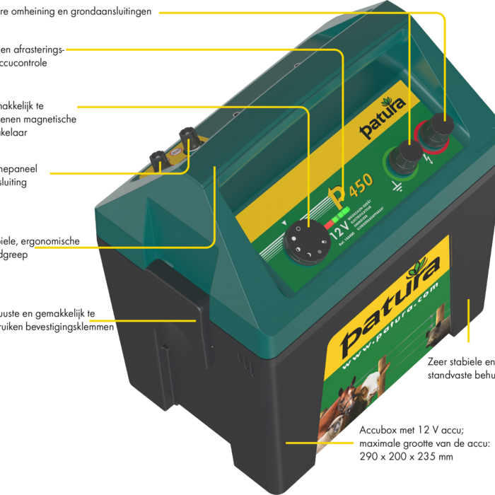 Patura MaxiBox P 450 voor schrikdradapparaten 12 V accu