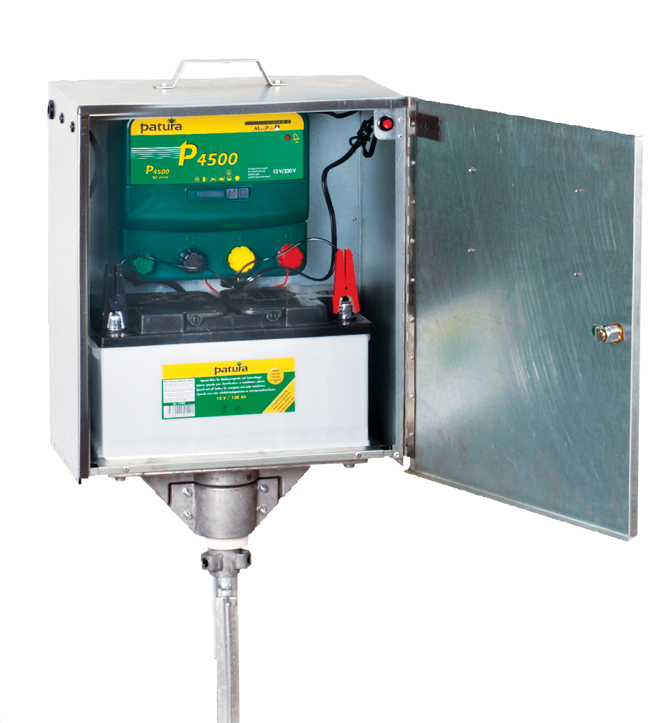 Patura P4500 Schrikdraadapparaat 230V/12V, met veiligheidsbox en aardpen