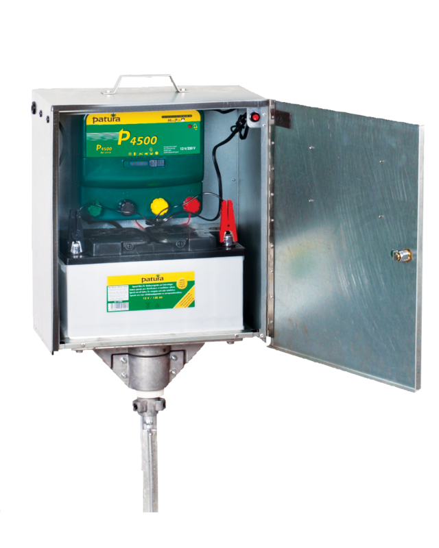 Patura Veiligheidsbox, met P 4500 Schrikdraadapparaat  + zonnepaneel 80 watt + supervliesaccu 100 Ah