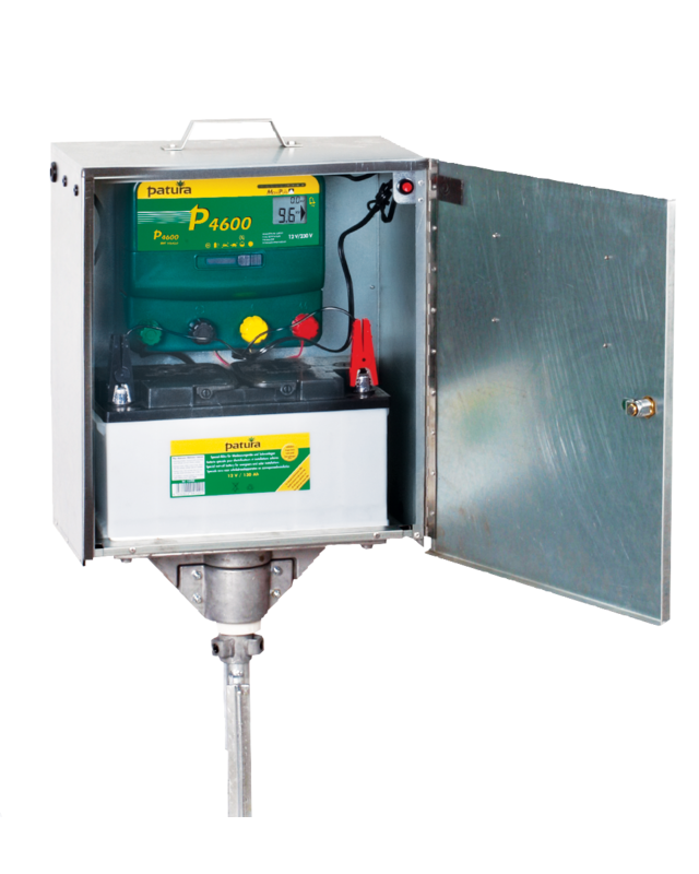 Patura Veiligheidsbox, met P 4600 Schrikdraadapparaat  + zonnepaneel 80 watt + supervlies accu 100 Ah