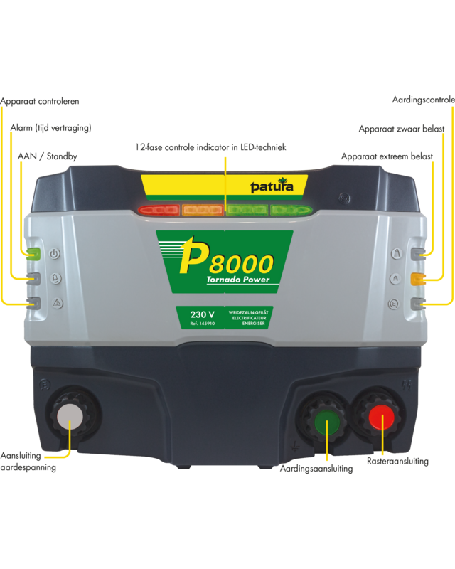 Patura P8000 Tornado Power 230V adapter, 15 Joule met Delta PulseTM Technology