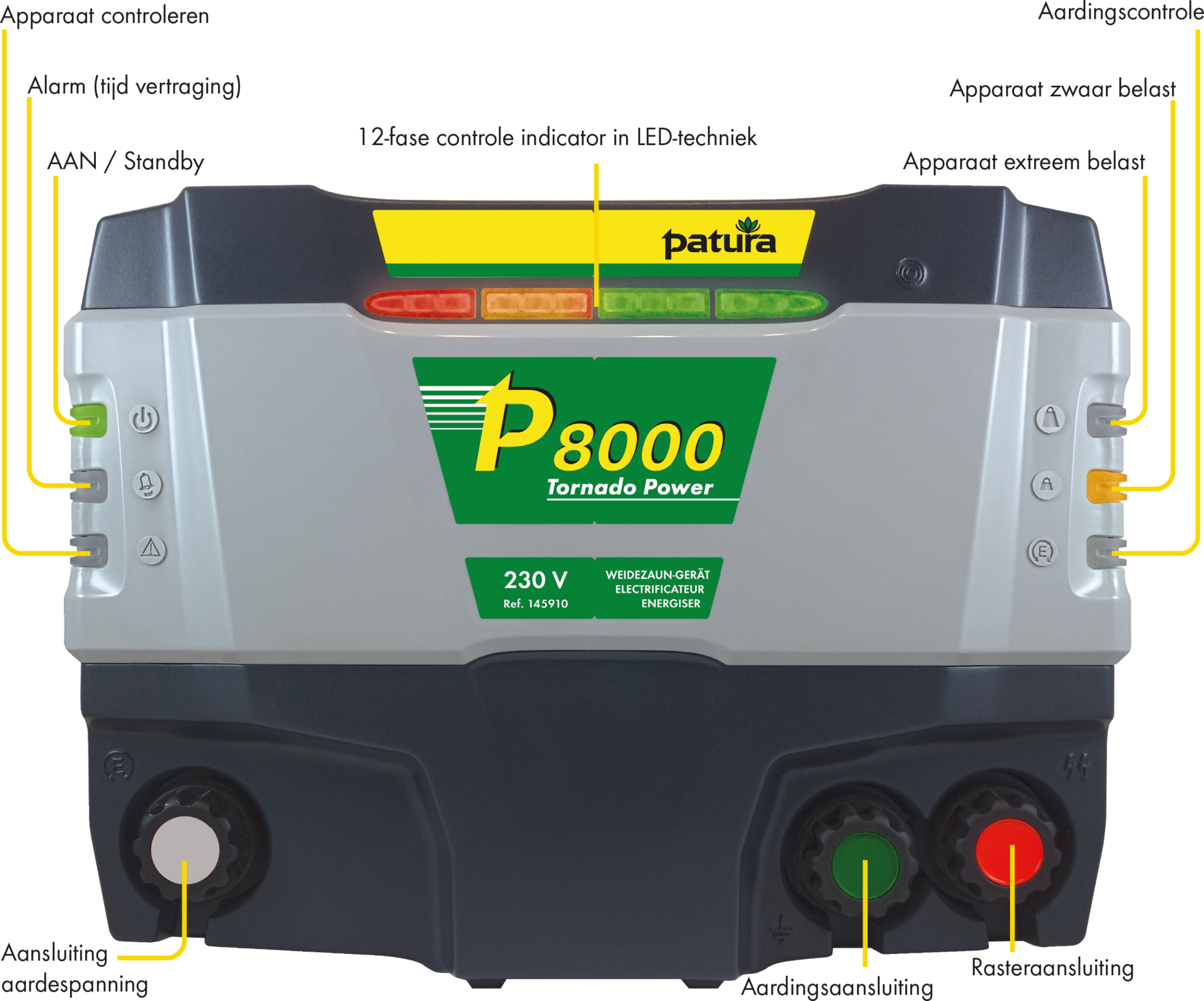 Patura P8000 Tornado Power 230V adapter, 15 Joule met Delta PulseTM Technology