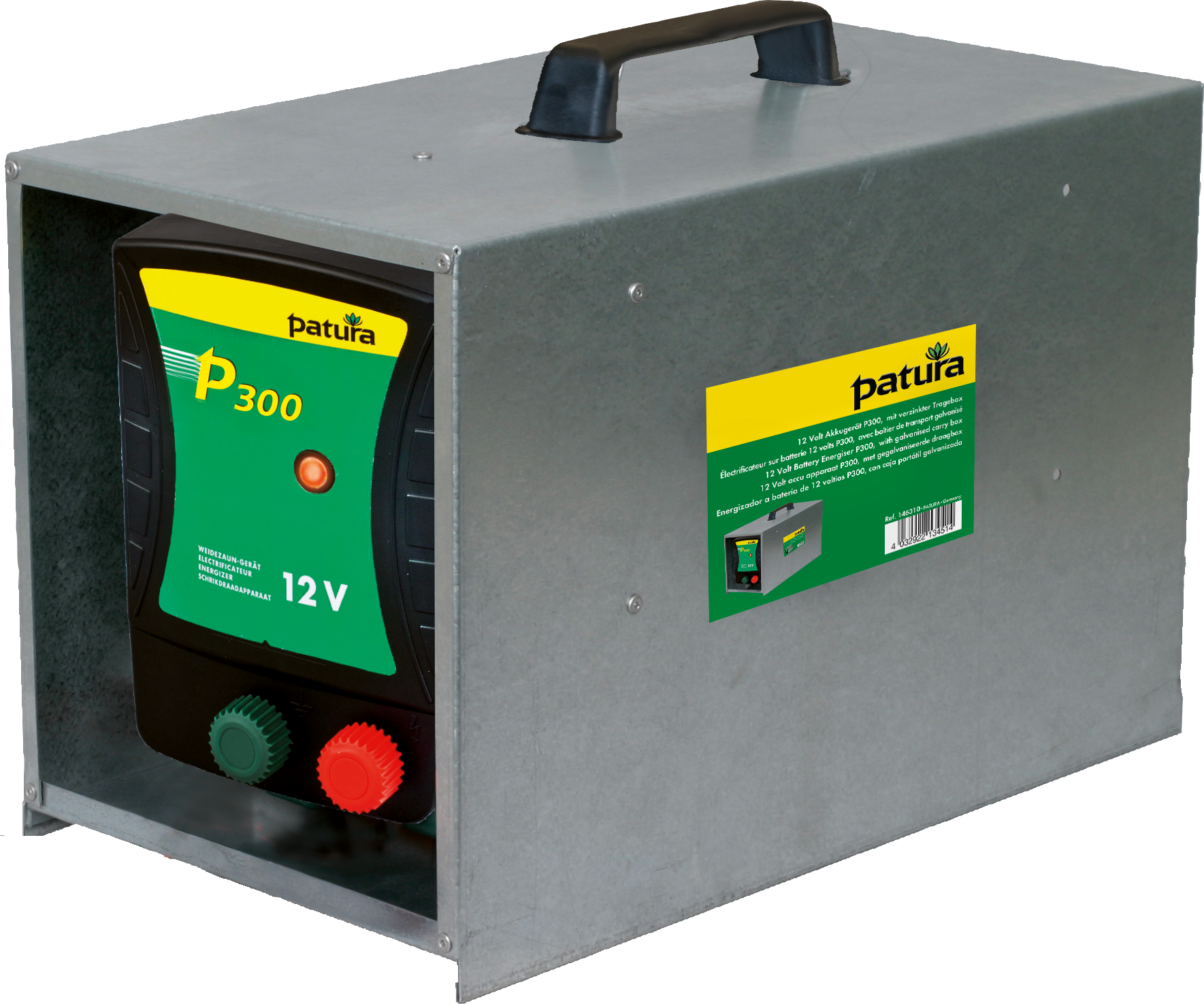 Patura P300, schrikdraadapparaat voor 12 V batterij met draagbox