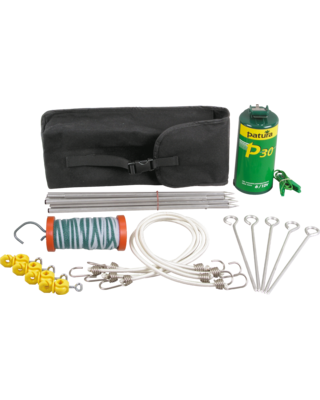 Patura Paardrijderset, tas met P30 , aluminium palen, 40 m Lint, poortgreep,