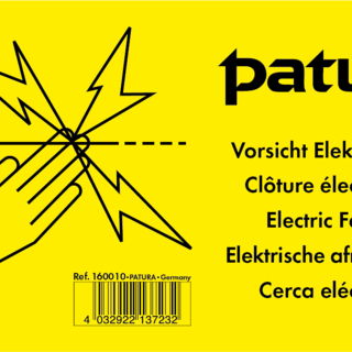 Patura Waarschuwingsbord - elektrische afrastering, kunststof, dubbelzijdig bedrukt, 5 talen