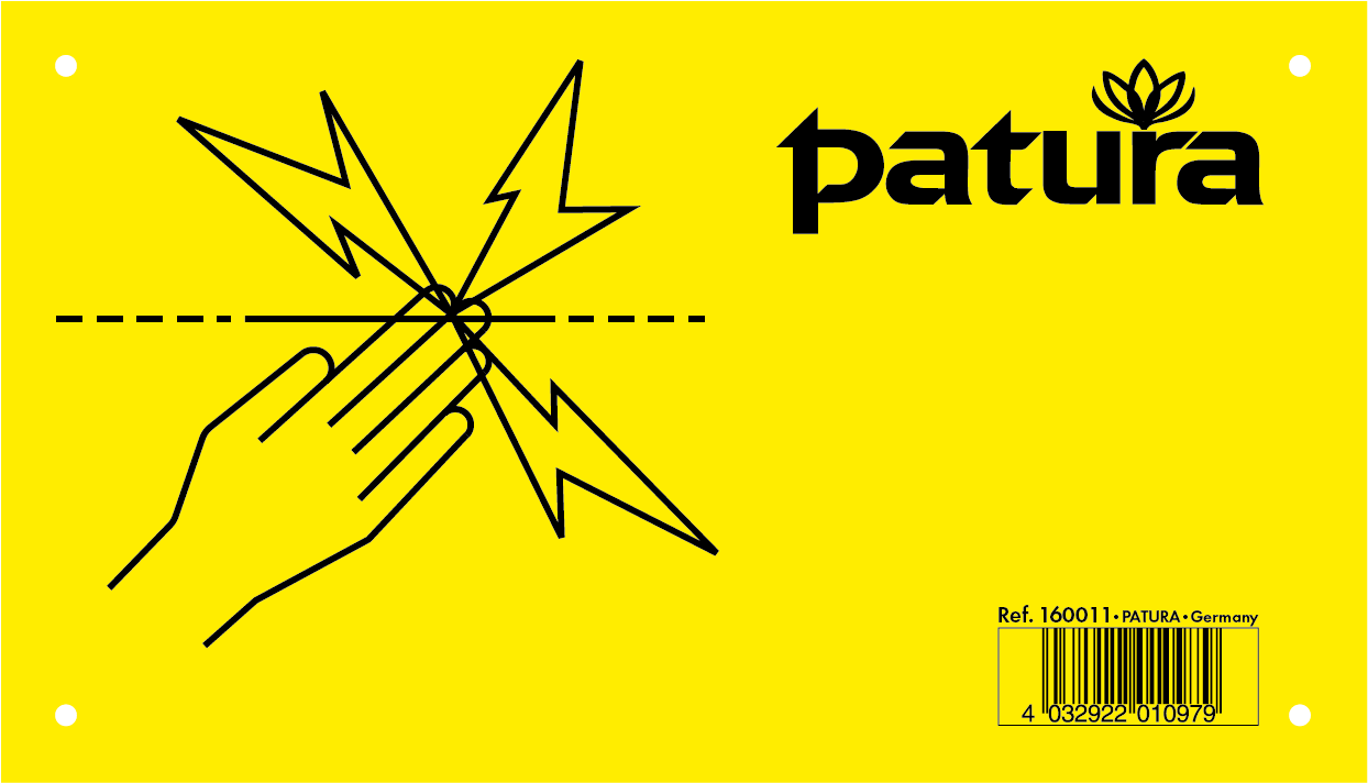 Patura Waarschuwingsbord, aluminium Pas op - Schrikdraad