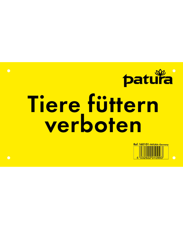 Patura Waarschuwingsbord, kunststof verboden dieren te voeren