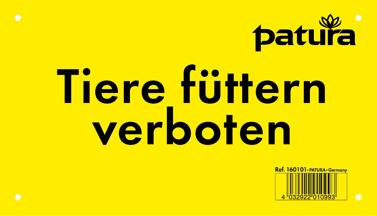 Patura Waarschuwingsbord, kunststof verboden dieren te voeren
