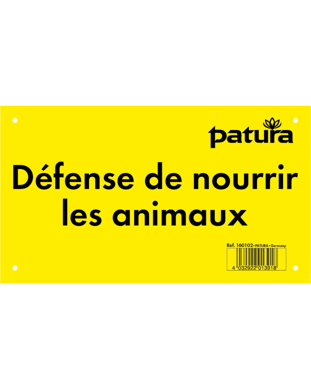 Patura Waarschuwingsbord, kunststof verboden dieren te voeren