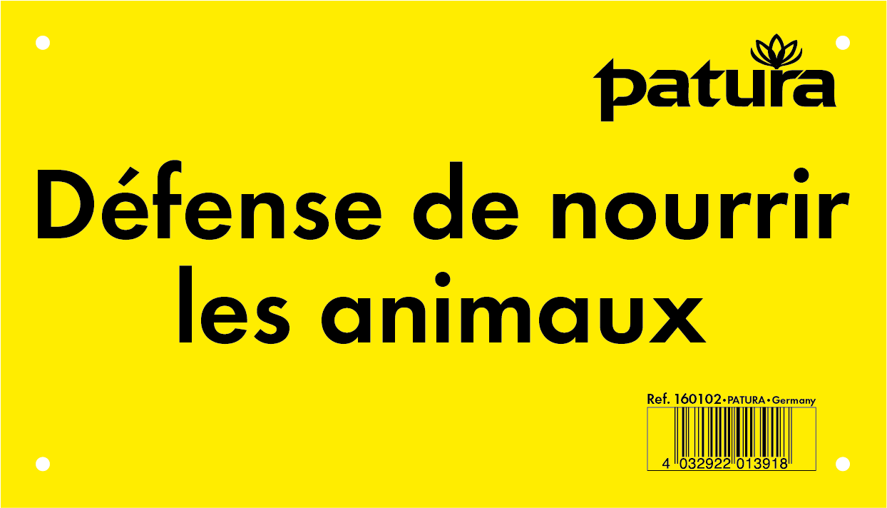 Patura Waarschuwingsbord, kunststof verboden dieren te voeren