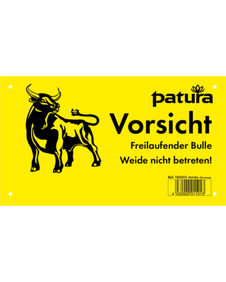 Patura Waarschuwingsbord kunststof "loslopende stier - weide niet betreden" Duits