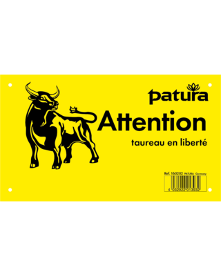 Patura Waarschuwingsbord kunststof "loslopende stier - weide niet betreden" Frans