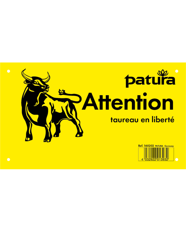 Patura Waarschuwingsbord, kunststof loslopende stier - Weide niet betreden