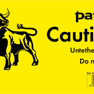 Patura Waarschuwingsbord kunststof "loslopende stier - weide niet betreden" Engels