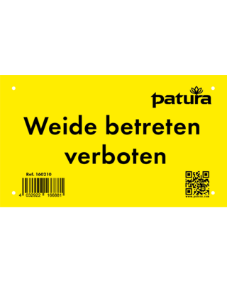 Patura Waarschuwingsbord kunststof  "weide betreden verboden" Duits