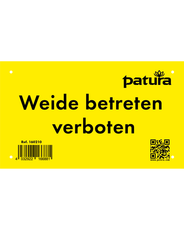 Patura waarschuwingsbord  weide betreden verboten DE