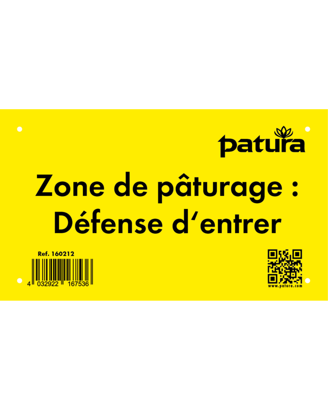 Patura waarschuwingsbord  weide betreden verboten FR