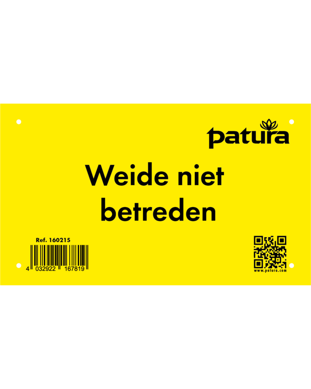 Patura waarschuwingsbord  weide betreden verboten NL