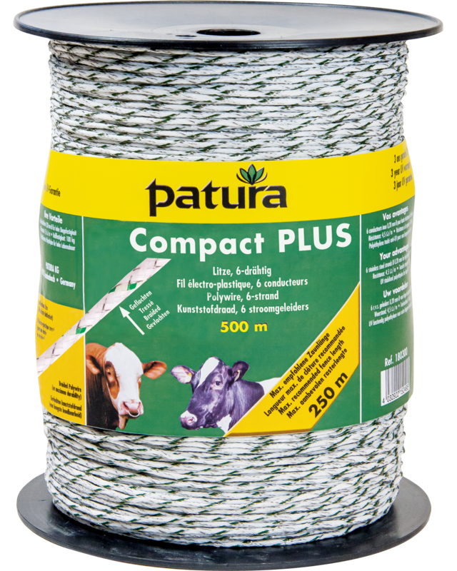 Patura Compact kunststofdraad PLUS gevlochten 6 r.v.s. geleiders 0,20 mm, wit/groen