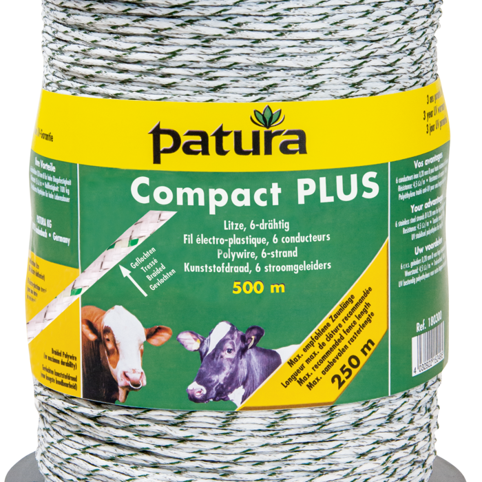Patura Compact kunststofdraad PLUS gevlochten 6 r.v.s. geleiders 0,20 mm, wit/groen