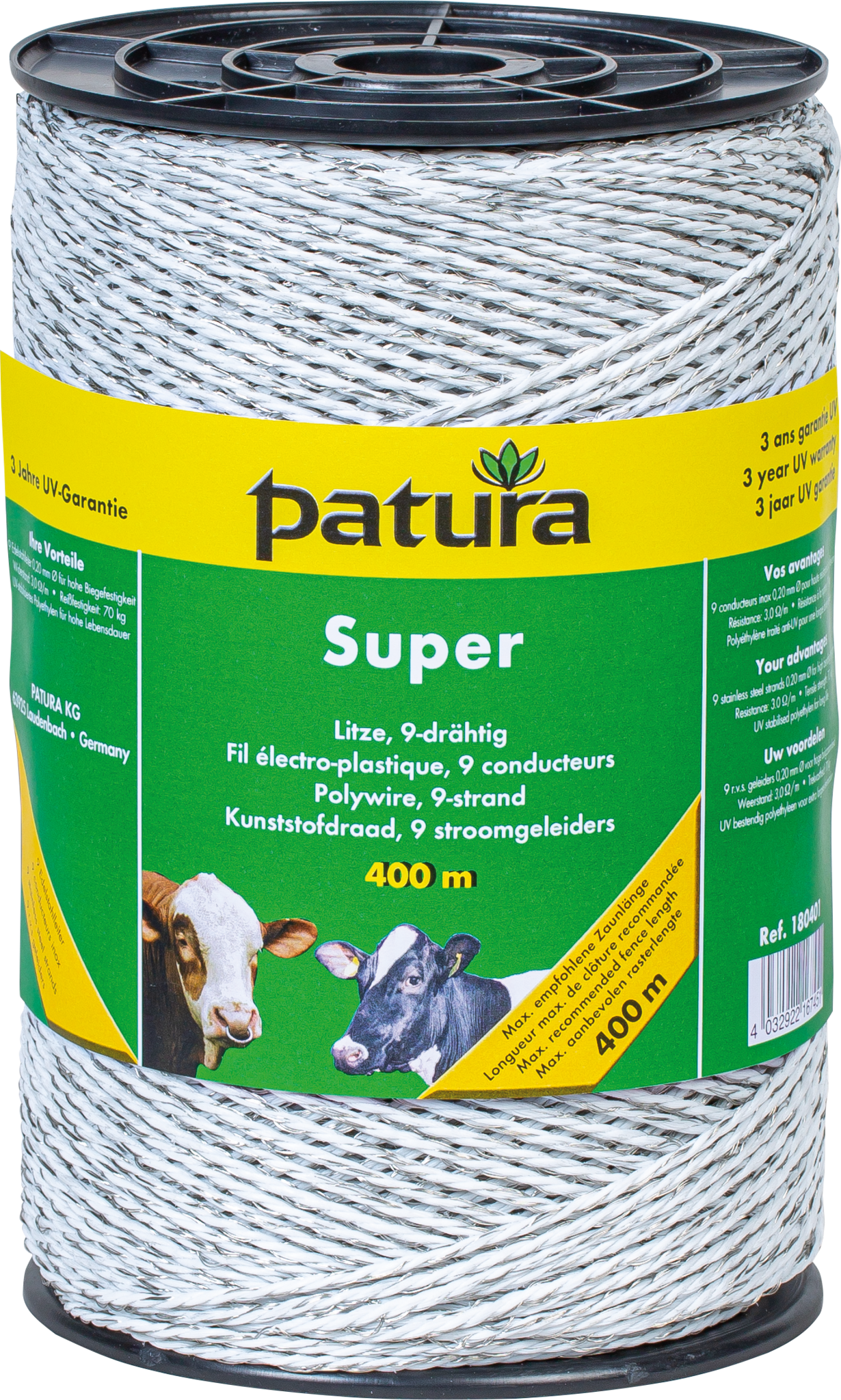 Patura Super kunststofdraad, 400m, wit