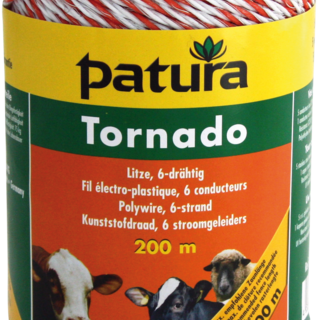 Patura Tornado kunststofdraad, 200m, wit-oranje