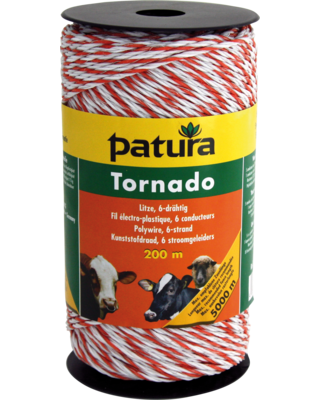 Patura Tornado kunststofdraad, 200m, wit-oranje
