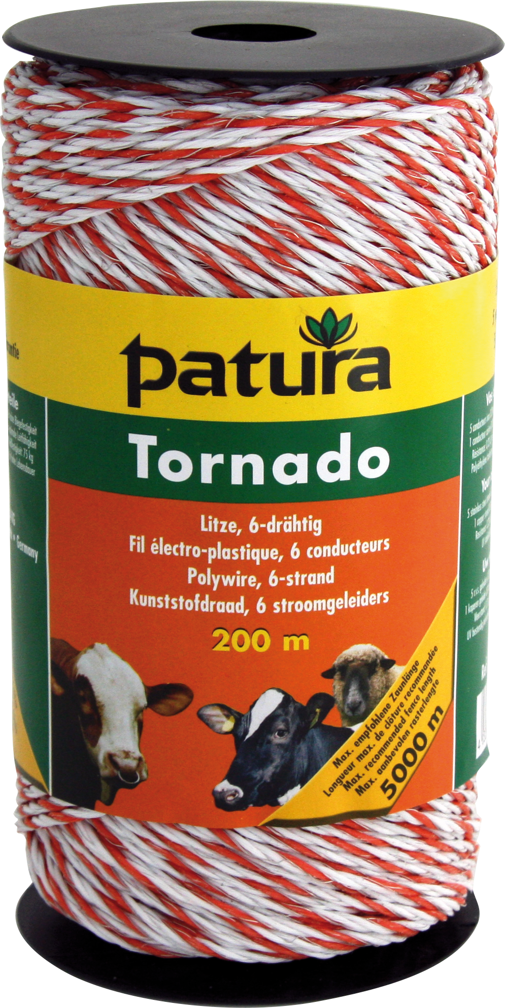 Patura Tornado kunststofdraad, 200m, wit-oranje