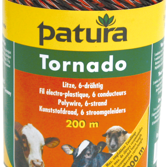 Patura Tornado kunststofdraad bruin/oranje 200m