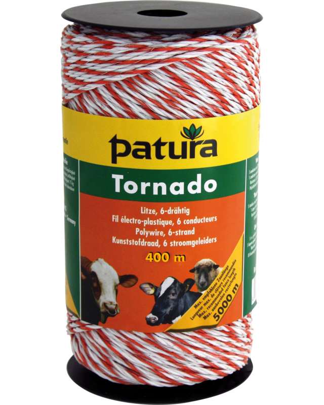 Patura Tornado kunststofdraad wit/oranje 400m